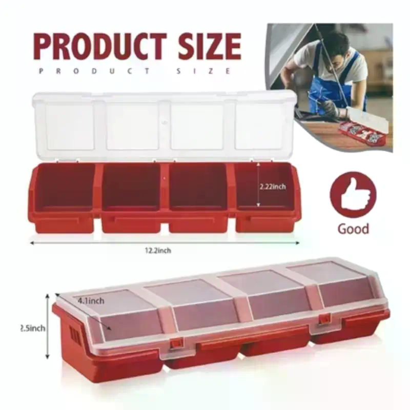Workshop Tools Box - Screw Organizer Box Plastic 4 Compartments