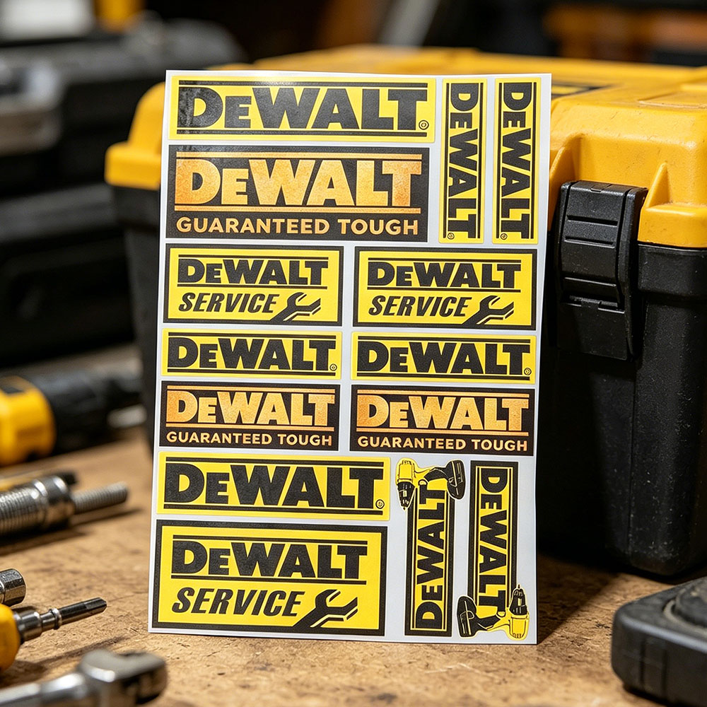 Workshop Tools Logo - DeWalt Logo Vinyl Reflective Stickers Waterproof