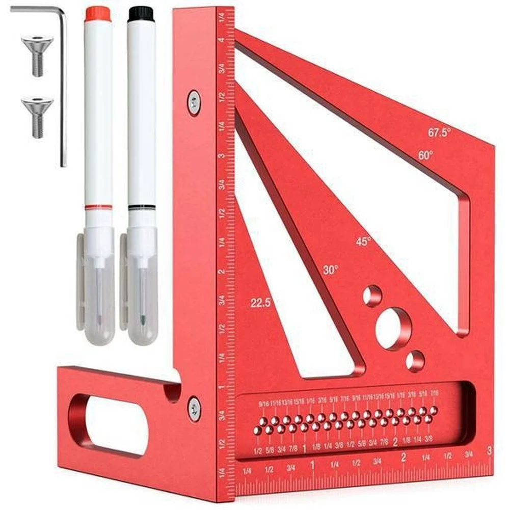 Workshop Layout Tools - Red 3D Multi Angle Measuring Ruler