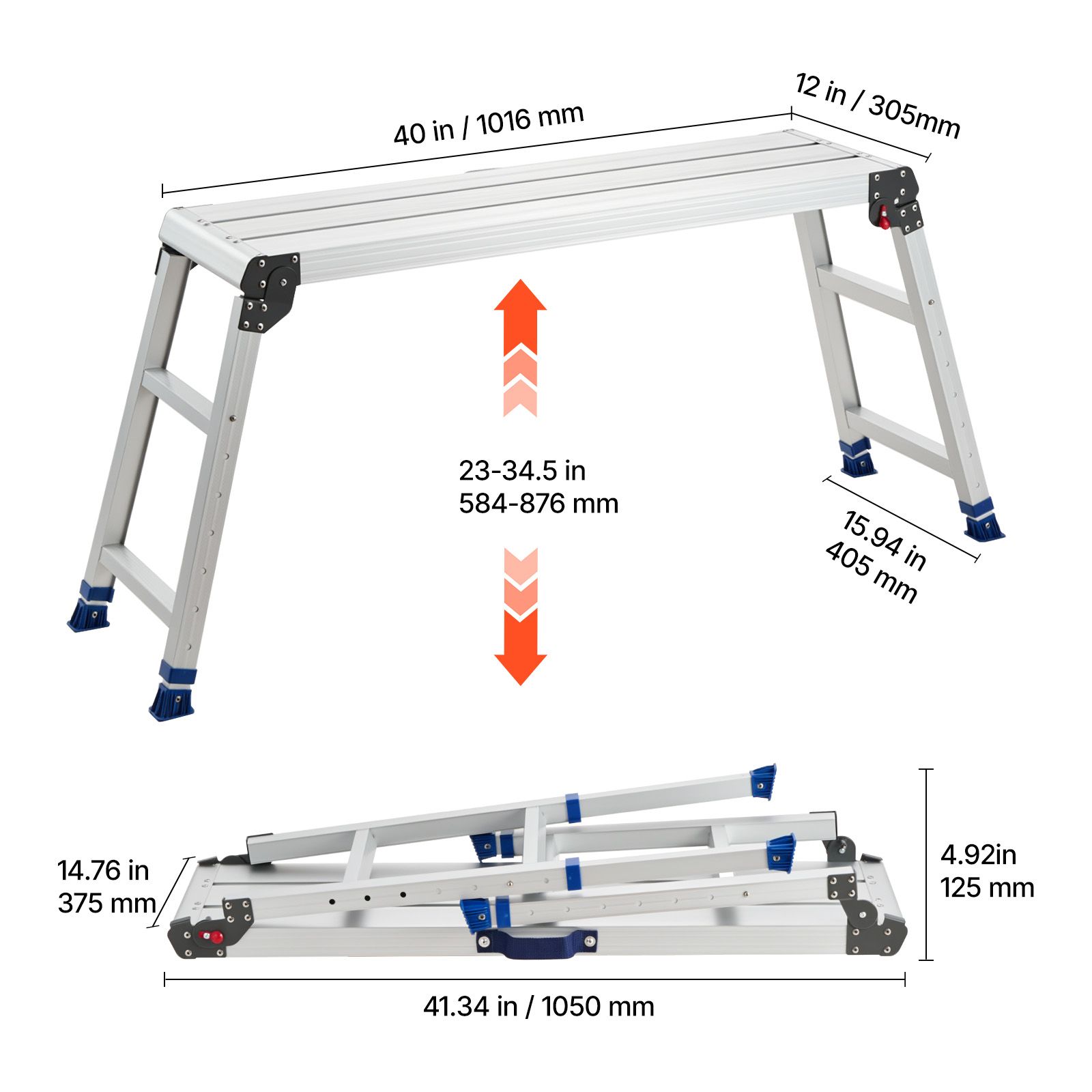 Workbench Portable Fold - Folding Work Platform, Adjustable Height 23-34.5