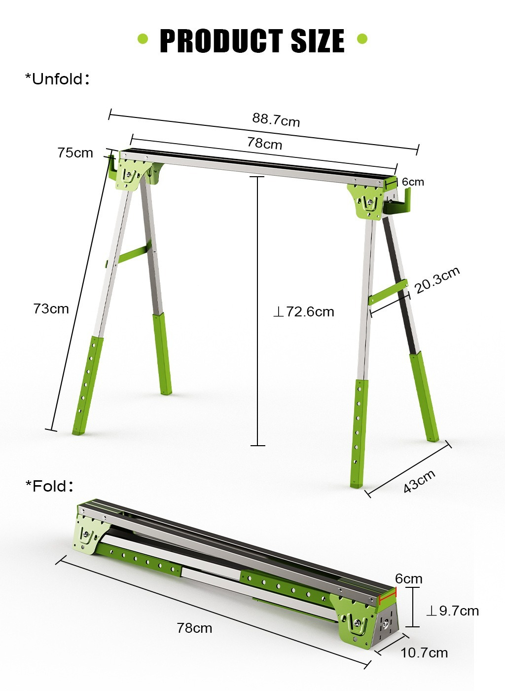 Metal sawhorse/saw stand, heav - Workbench Portable Fold recension och pris