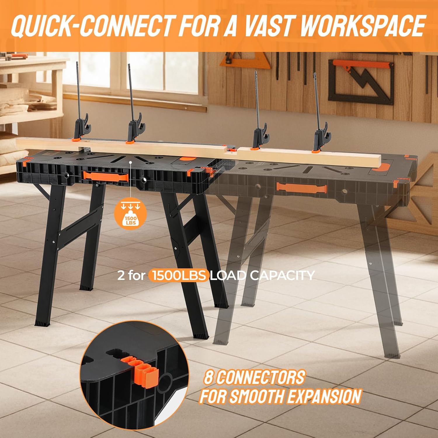 Folding Work Bench with Clamps - Workbench Portable Fold recension och pris